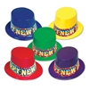 Blue, green, purple, red and yellow toppers with a band that is overflowing with colors from a rainbow.