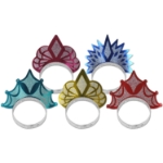 Assorted colored and designed tiaras with accents of glitter.