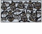 black, gold, and silver new year's eve party assortment with horns, tiaras, hats, and leis