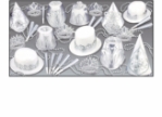 white & silver nye party kit for 50 with unique party hats