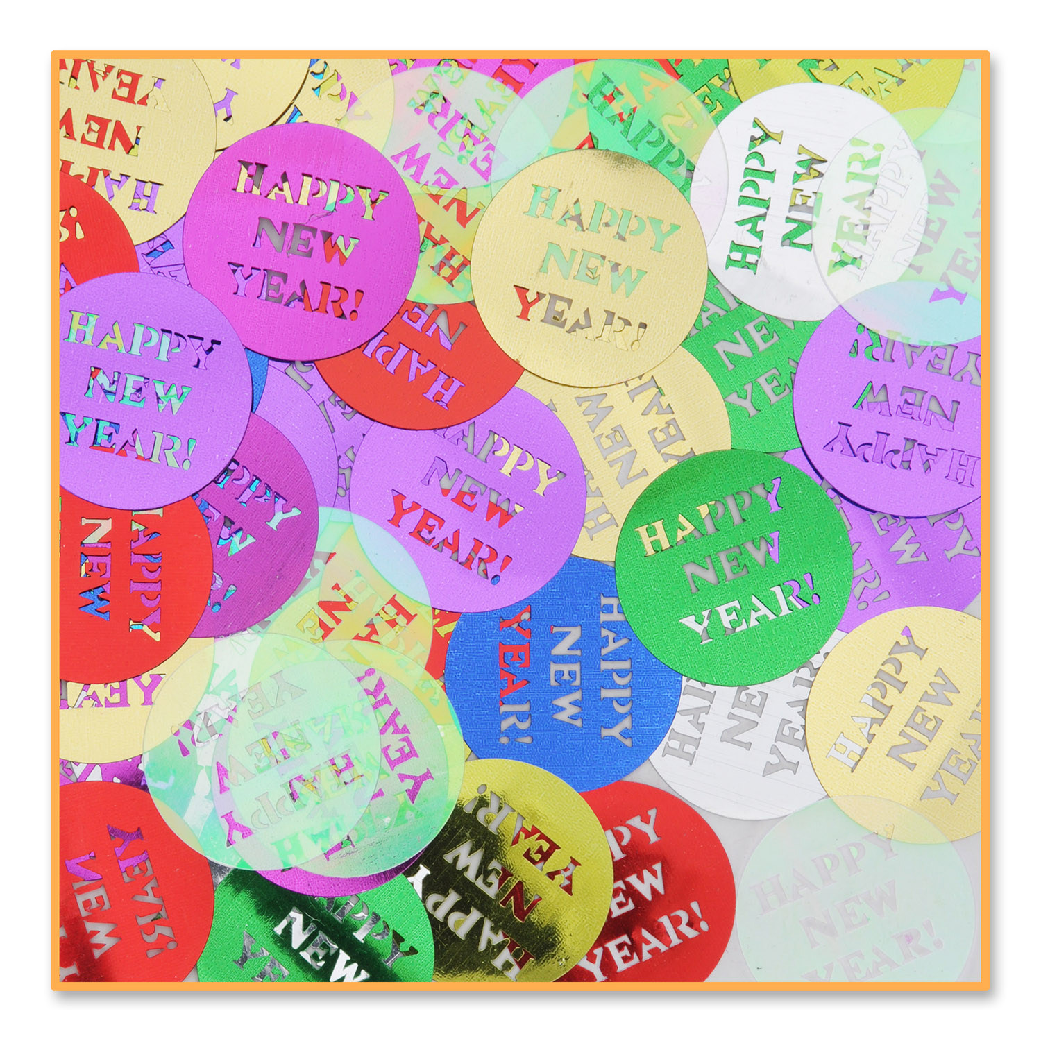 round happy new year confetti in assorted colors