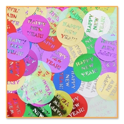 round happy new year confetti in assorted colors