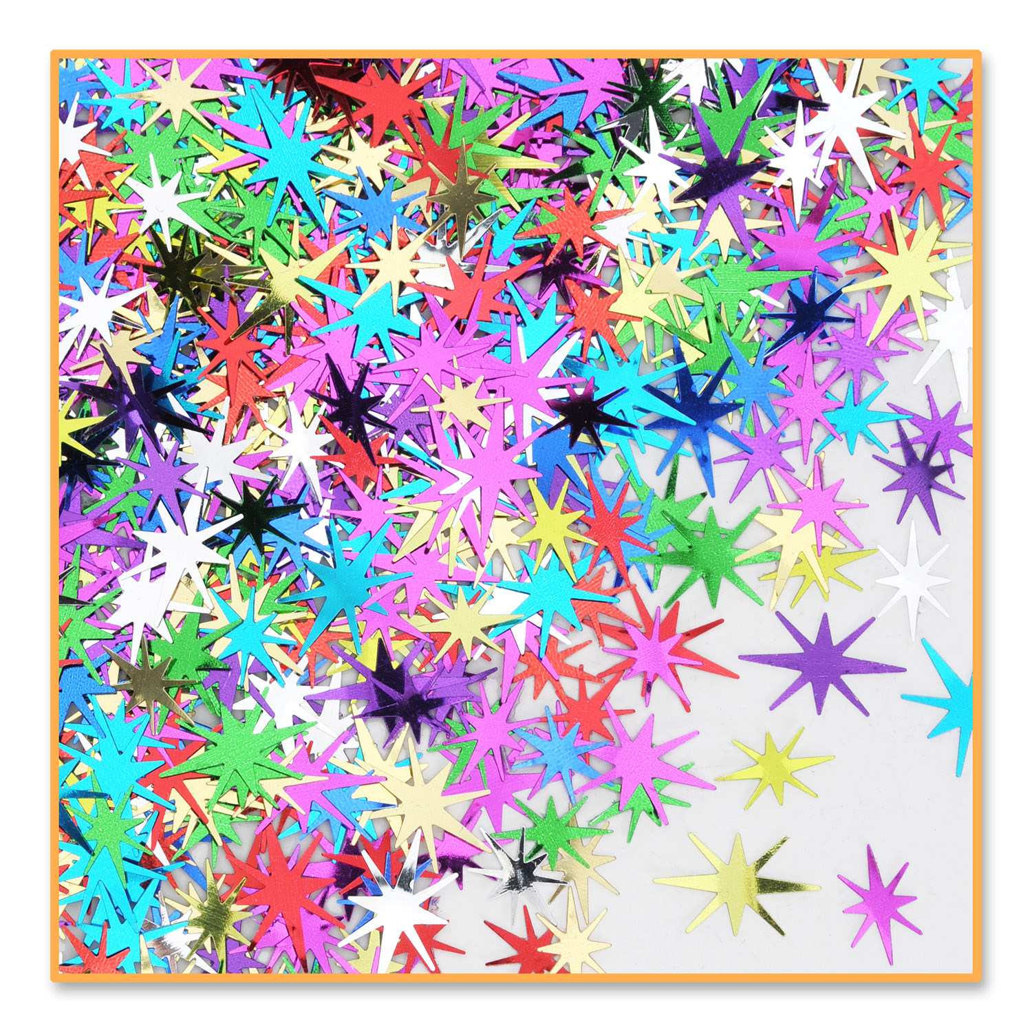 bright colored metallic star confetti