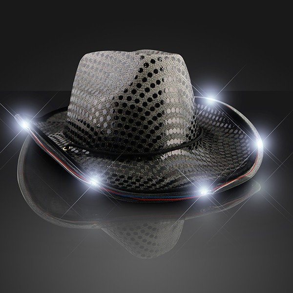 black light up cowboy hat with sequins