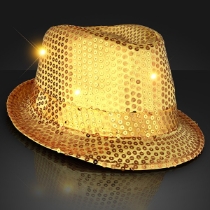 Gold Sequin Light Up Fedora Hats