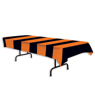 Orange & Black Stripes Tablecover (Pack of 12) Orange & Black Stripes Tablecovers, Halloween party supplies, Holiday supplies, tableware 