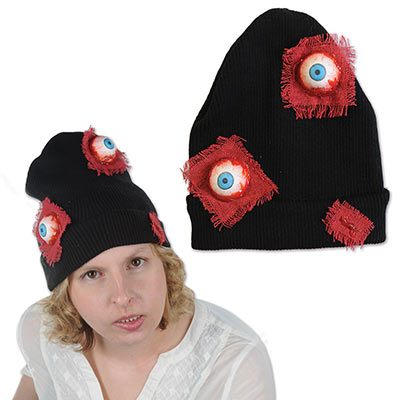 Eyeballs Knit Cap (Pack of 12) creepy, halloween, knit cap, eyeballs, gore 