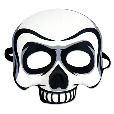 White and black skull half mask with top teeth only