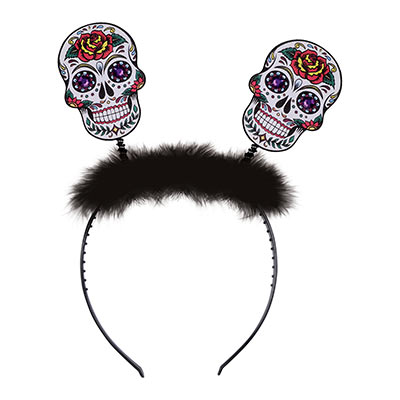 Day Of The Dead Sugar Skull Boppers (Pack of 12) Day Of The Dead Sugar Skull Boppers, day of the dead, halloween, skulls, party favor, boppers, headband, wholesale, inexpensive, bulk
