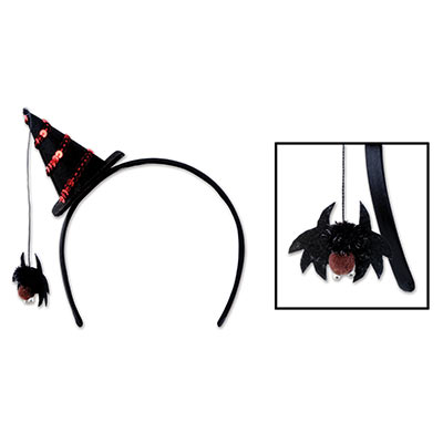 Spider Witch Hat Headband (Pack of 12) Spider Witch Hat Headband, halloween, wearable, witch, wholesale, inexpensive, bulk, party favor