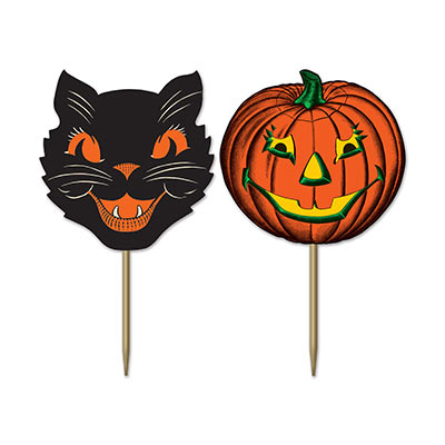 Vintage Halloween Picks (Pack of 600) Vintage Halloween Picks, vintage, halloween, decoration, wholesale, inexpensive, bulk, cat, black cat, jack-o-lantern