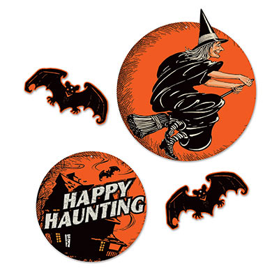 Vintage Halloween Cutouts (Pack of 48) Vintage Halloween Cutouts, vintage, halloween, cutouts, witch, decoration, happy haunting, wholesale, inexpensive, bulk