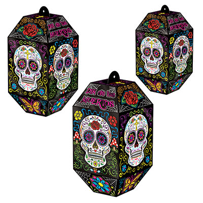 Foil Day Of The Dead Paper Lanterns (Pack of 36) Foil Day Of The Dead Paper Lanterns, day of the dead, paper lanterns, Halloween, decoration, wholesale, inexpensive, bulk