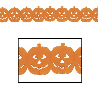 Jack-O-Lantern Garland (Pack of 12) Jack-O-Lantern Garland, Jack-O-Lantern, garland, decoration, fall, Halloween, wholesale, inexpensive, bulk