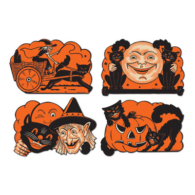 Vintage Halloween Cutouts (Pack of 48) Vintage, Halloween, Cutouts, cardstock, orange, black, scary 