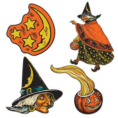 Vintage Halloween Cutouts (Pack of 48) Vintage, Halloween, Cutouts, cardstock, orange, black 