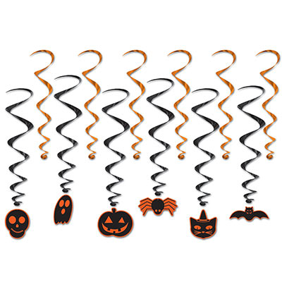 Halloween Whirls (Pack of 72) Halloween Whirls, Halloween, whirls, decoration, cat, bat, skull, jack-o-lantern, ghost, wholesale, inexpensive, bulk