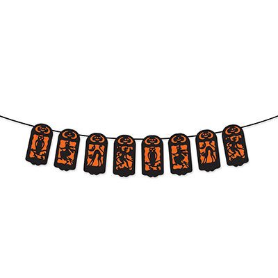 Vintage Halloween String Banner (Pack of 12) Vintage Halloween String Banner, halloween, string, banner, decoration, orange, black, wholesale, inexpensive, bulk