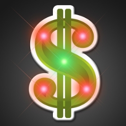 Dollar Sign Flashing Pins (Pack of 12) LED Dollar Sign Flashing Pins, Dollar Sign Pins, Pins, LED dollar Sign Pins, Money Sign Pins