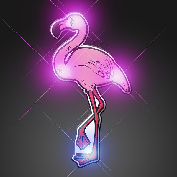 Flamingo Flashing Lights (Pack of 12) LED Flashing Flamingo Lights Pin, LED Flashing Lights Pin, LED Flamingo Pin, Light up Pins