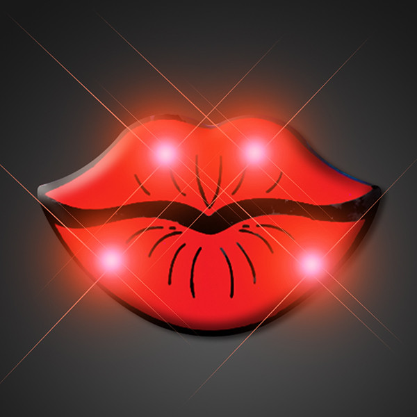 Kissy Lips Flashing Pin (Pack of 12) LED Flashing Kissy Lips Pin, Flashing Lips Pin, Valentines Day, Weddings, Flashing Kissy Lips Pin