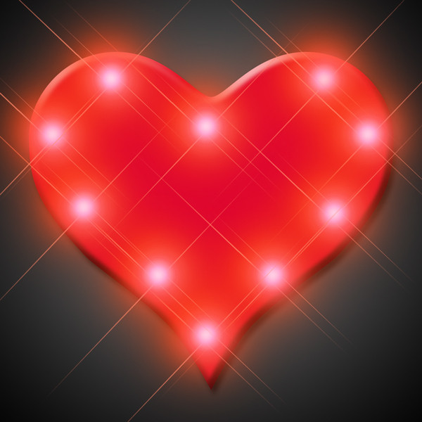 Flashing Heart Body Lights (Pack of 12) LED Flashing light Heart Pin, Light up Heart Pin, Valentines Day, Light Up pins