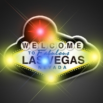 Flashing "Welcome to Vegas" Flashing Pins (Pack of 12) Flashing "Welcome to Vegas" Flashing Pins, flashing, Las Vegas, light up, pin, party favor, casino, new year's eve, wholesale, inexpensive, bulk