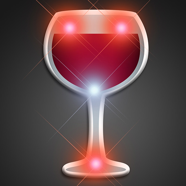 Wine Glass Pin Flashers (Pack of 12) Wine Glass Pin Flashers, wine, wine glass, pin, flashing, light up, new years eve, valentines day, christmas, wholesale, inexpensive, bulk, party favor