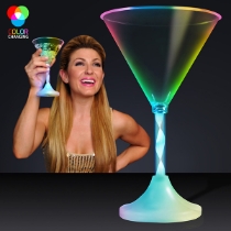 Plastic LED Spiral Stem Martini Glasses (Pack of 12) LED Spiral Stem Martini Glasses, Light up Martini Spiral Stem Glass, New Year's Eve, LED Stem Drinking Glasses, Drinking Glasses