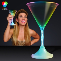 Plastic LED Spiral Stem Martini Glasses (Pack of 12) LED Spiral Stem Martini Glasses, Light up Martini Spiral Stem Glass, New Year's Eve, LED Stem Drinking Glasses, Drinking Glasses