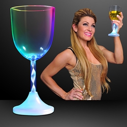 Plastic LED Spiral Stem Wine Glasses (Pack of 12) LED Spiral Stem Wine Glasses, Spiral Stem Wine Glass, Weddings, Light up drinking glasses, LED drinking Glasses