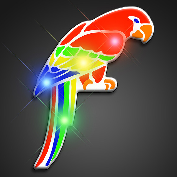 Flashing Parrot Flashing Pins (Pack of 12) LED Flashing Parrot Pin, LED Parrot Flashing Pin, Themed Party, Parrot Pins, Light up Pins 