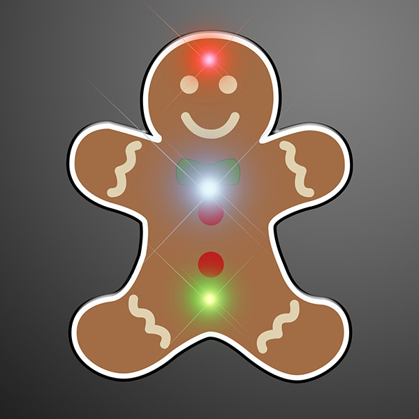 Gingerbread Man Blinkies (Pack of 12) LED Blinking Gingerbread Man Pin, Light up Pins, Christmas Pins, Light up Gingerbread man pin, LED Christmas Pins 