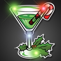 Christmas Martini Flashing Pins (Pack of 12) LED Christmas Martini Flashing Pins, Christmas Pins, Light up pins, Christmas Martini Pins, Holiday pins
