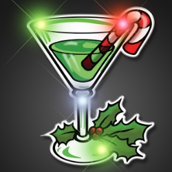 Christmas Martini Flashing Pins (Pack of 12) LED Christmas Martini Flashing Pins, Christmas Pins, Light up pins, Christmas Martini Pins, Holiday pins