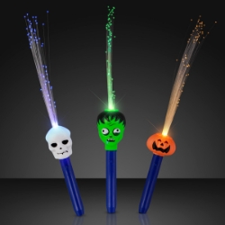 Light Up Fiber Optic Halloween Wands (Pack of 12)  LED Fiber Optic Halloween Wands, Light up fiber optic wands, light up wands, Halloween supplies, Fiber optic wands, led, halloween, pumpkin, frankenstein, children, trick or treat