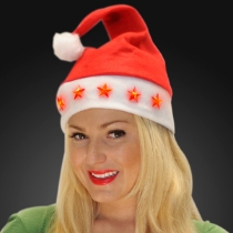Light Up Santa Hat with Stars (Pack of 12)  LED Light Up Santa Hat with Stars, Light up Santa hat, Christmas supplies, Christmas decorations, Christmas party favors 