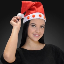 Light Up Santa Hat with Snowflakes (Pack of 12)  LED Light Up Santa Hat with Snowflakes, Light up Santa Hat with Snowflakes, Christmas supplies, Christmas decorations