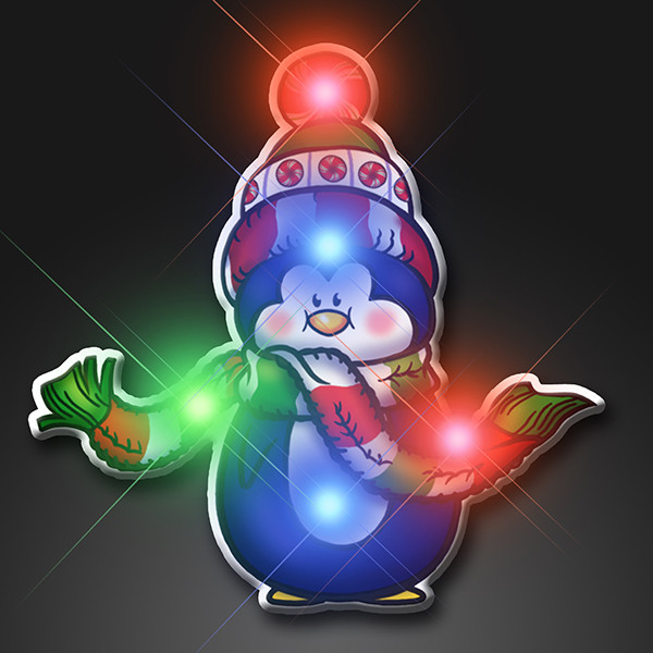 Christmas Penguin with Scarf LED Blinkies (Pack of 12) Christmas Penguin with Scarf LED Blinkies, christmas, penguin, winter wonderland, party favor, wholesale, inexpensive, bulk