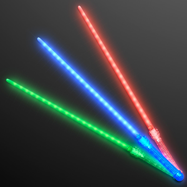Assorted Color light up play sabers. These assorted light up sabers provide great fun at glow in the dark parties.