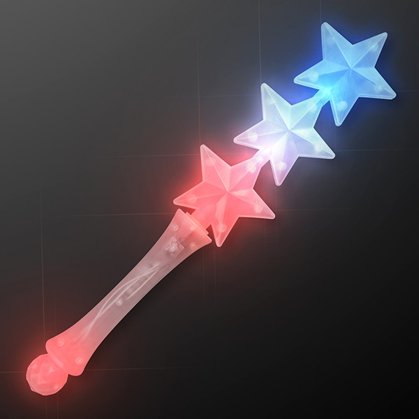 Triple Star light up flashing wand. These light up flashing wands are the perfect additions to night time fourth of July parties.