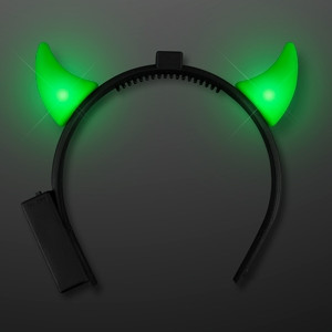 Light Up Green Devil Horns. These light up green devil horns are the perfect addition to that Halloween costume. 