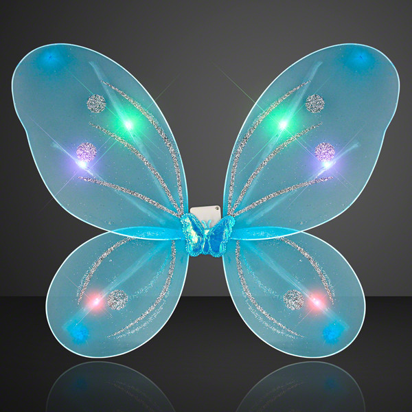 Blinking Aqua LED Fairy Wings. These LED Aqua Fairy Wings are the perfect last touch that your fairy costume is in need of.