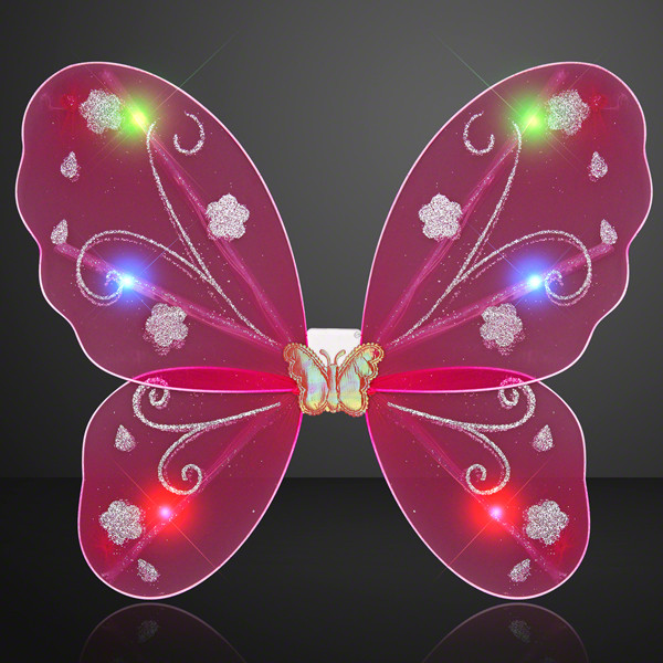 Blinking Fuschia LED Fairy Wings. These LED Fuschia Fairy Wings are the perfect last touch that your fairy costume is in need of.