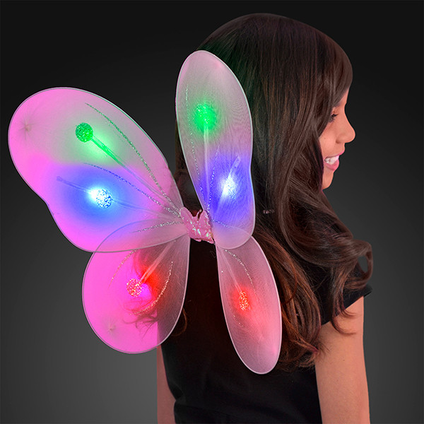 Blinking Pink LED Fairy Wings. These LED Pink Fairy Wings are the perfect last touch that your fairy costume is in need of.