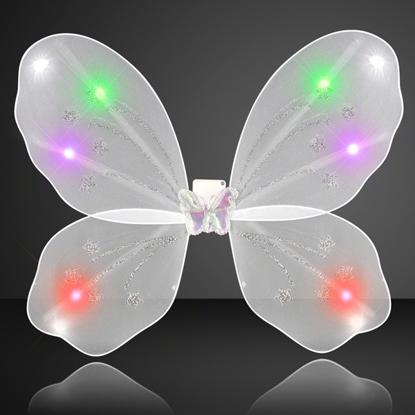 Blinking White LED Fairy Wings. These LED White Fairy Wings are the perfect last touch that your fairy costume is in need of.