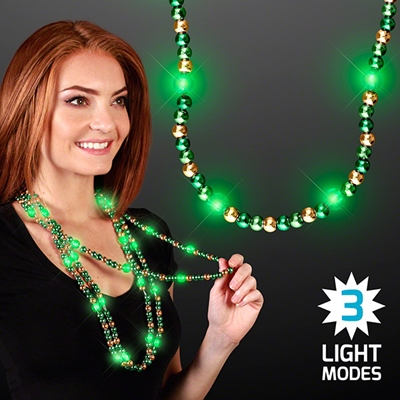 Flashing Light Up Beaded Necklace with three light modes. These necklaces are perfect for glow in the dark parties or just as an accessory to spice up your outfit.
