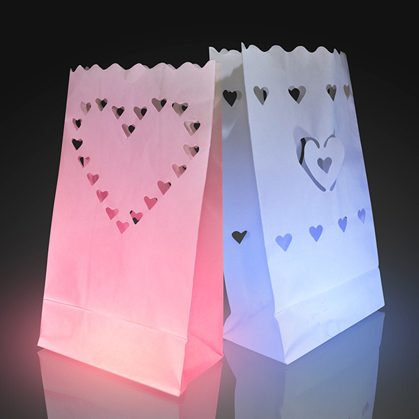 Luminary Bags With Hearts. These luminary bags with hearts are perfect for a romantic night at anytime.