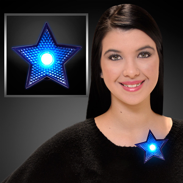 LED Blinking Blue Star Clips. These Blinking Blue Star Clips are the perfect accessory for any fourth of July party outfit.