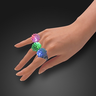 Slow Color Changing LED Soft Bubble Rings. These Color Changing Soft Bubble Rings are the perfect for glow in the dark parties.
